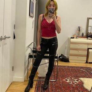 Straight leg Zara zipper leather moto pants